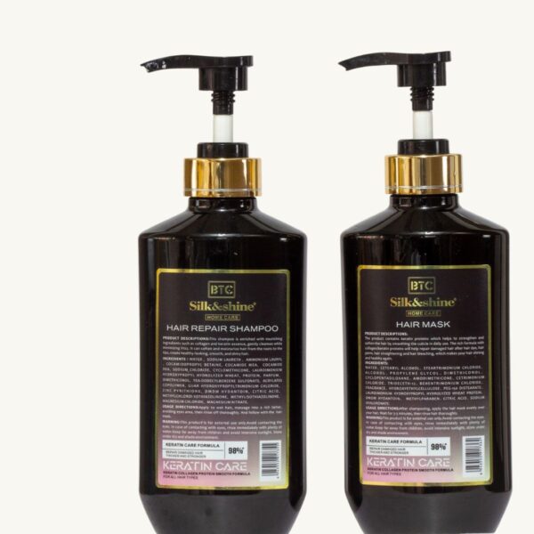 BTC Silk and Shine Home Care 98% Keratin Care shampoo + Hair mask (400ml x 2) - Image 2